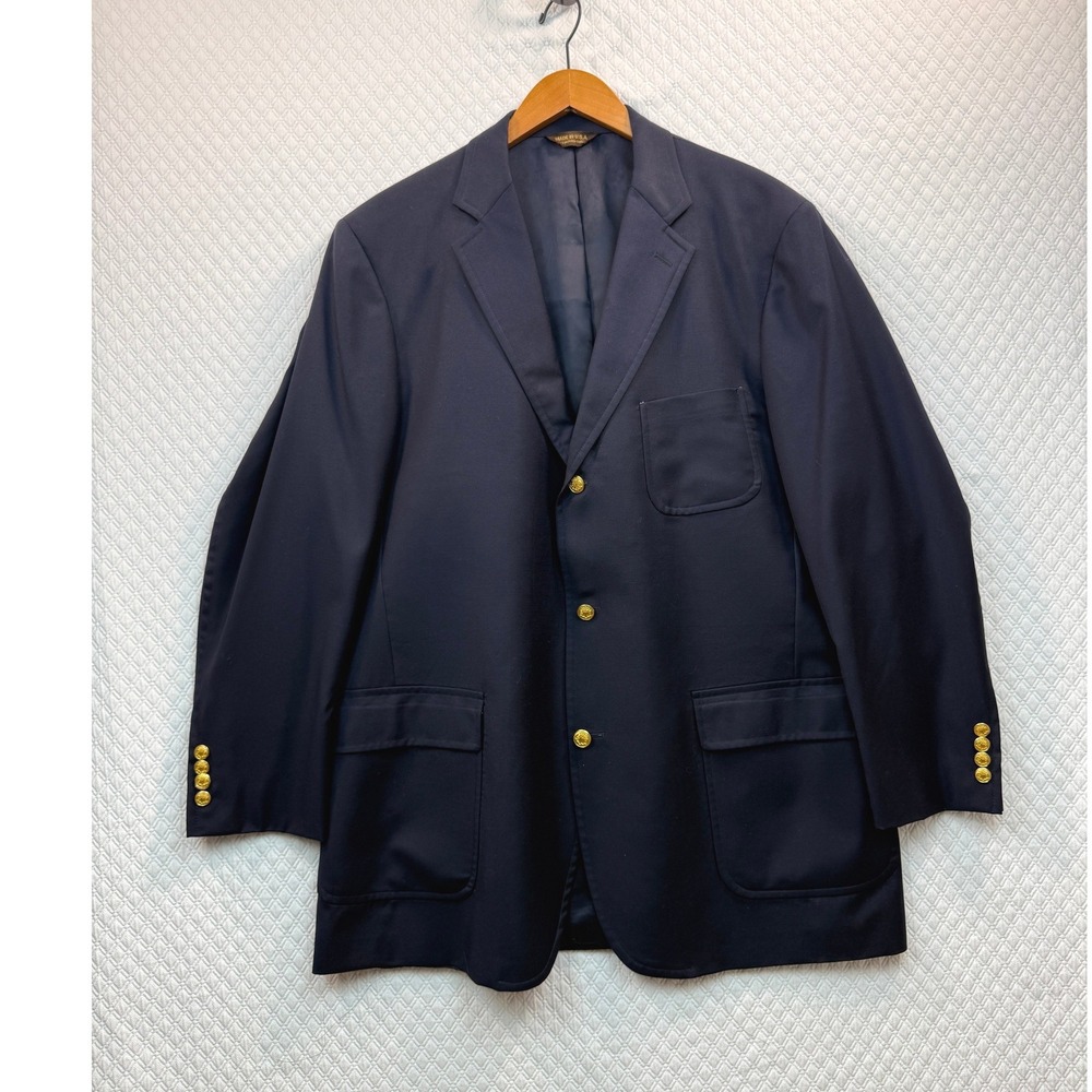 Southwick VTG Luxury Men 46T Navy Super 110 Wool 3 Gold Button Blazer SportCoat